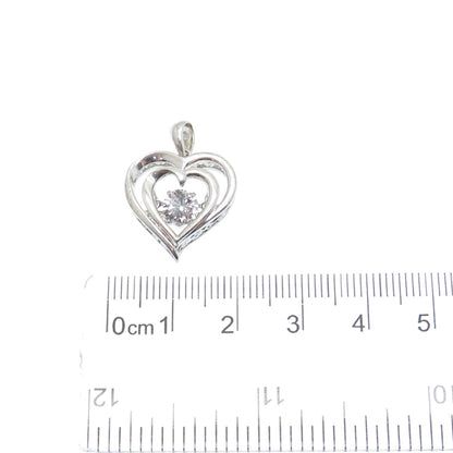 925 Sterling Silver Round-Cut C Z Double Heart Minimalist Charm Pendant