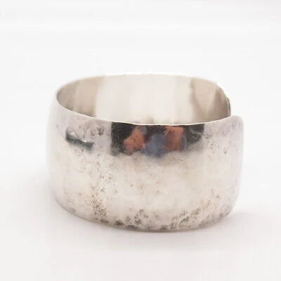 925 Sterling Silver Vintage Schroth Hammered Finish Adjustable Cuff Bracelet 7"