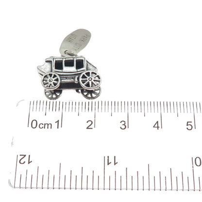 925 Sterling Silver Vintage Carriage Park City Utah Oxidized Mini 3D Pendant