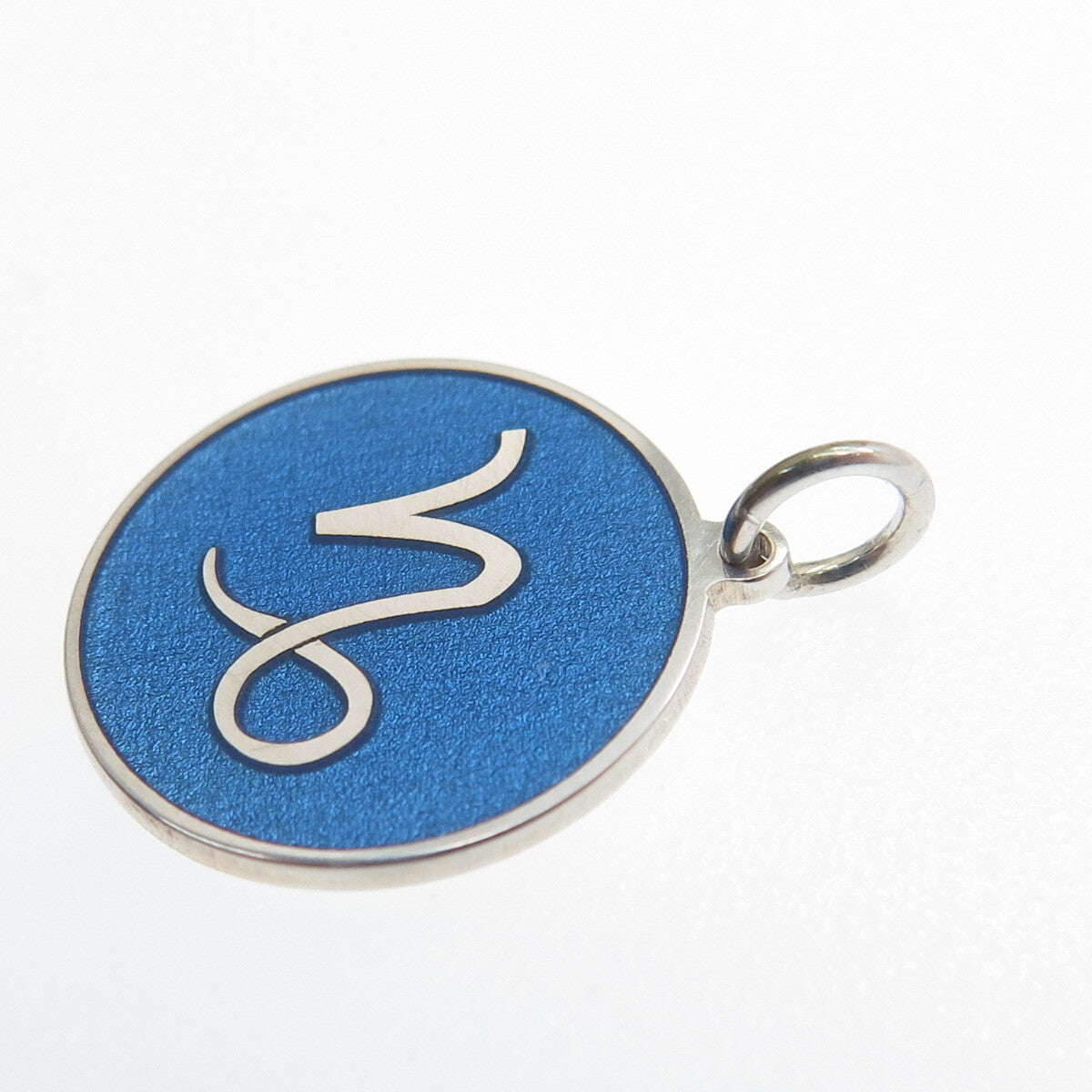 925 Sterling Silver Blue Enamel Capricorn Zodiac Sign Minimalist Charm Pendant