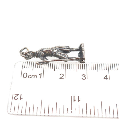 800 Silver Antique Art Deco Vatican City Swiss Guard Oxidized 3D Charm Pendant