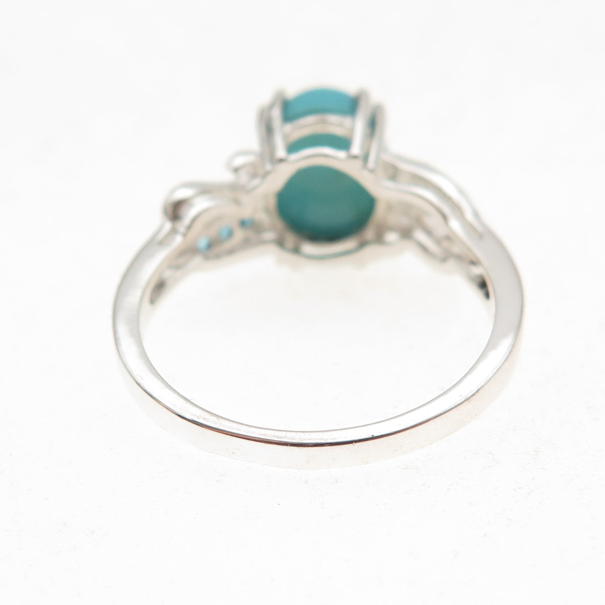 925 Sterling Silver Real Sleeping Beauty Turquoise & Apatite Ring Size 8