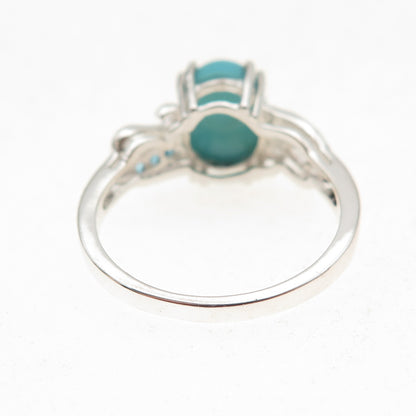 925 Sterling Silver Real Sleeping Beauty Turquoise & Apatite Ring Size 8