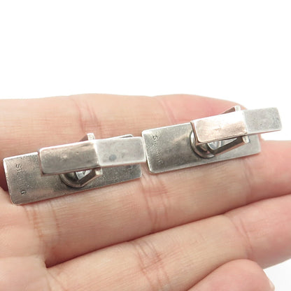 925 Sterling Silver Vintage LORE Elongated Rectangle Cufflinks