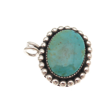 Old Pawn Sterling Silver Vintage Southwestern Turquoise Beaded Tribal Pendant