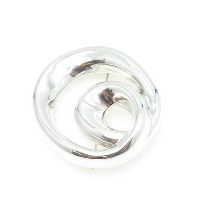 ZINA 925 Sterling Silver Vintage Modernist Twisted Knot Pin Brooch