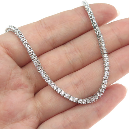 925 Sterling Silver Round-Cut C Z Tennis Chain Necklace 18"