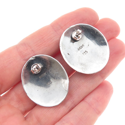 Sajen 925 Sterling Silver Vintage Real MOP Modernist Dotted Oxidized Earrings