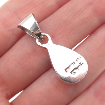 925 Sterling Silver Vintage Mexico Real Bisbee Turquoise Teardrop Charm Pendant