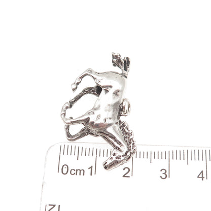 925 Sterling Silver Vintage Wild Horse Oxidized 3D Charm Pendant