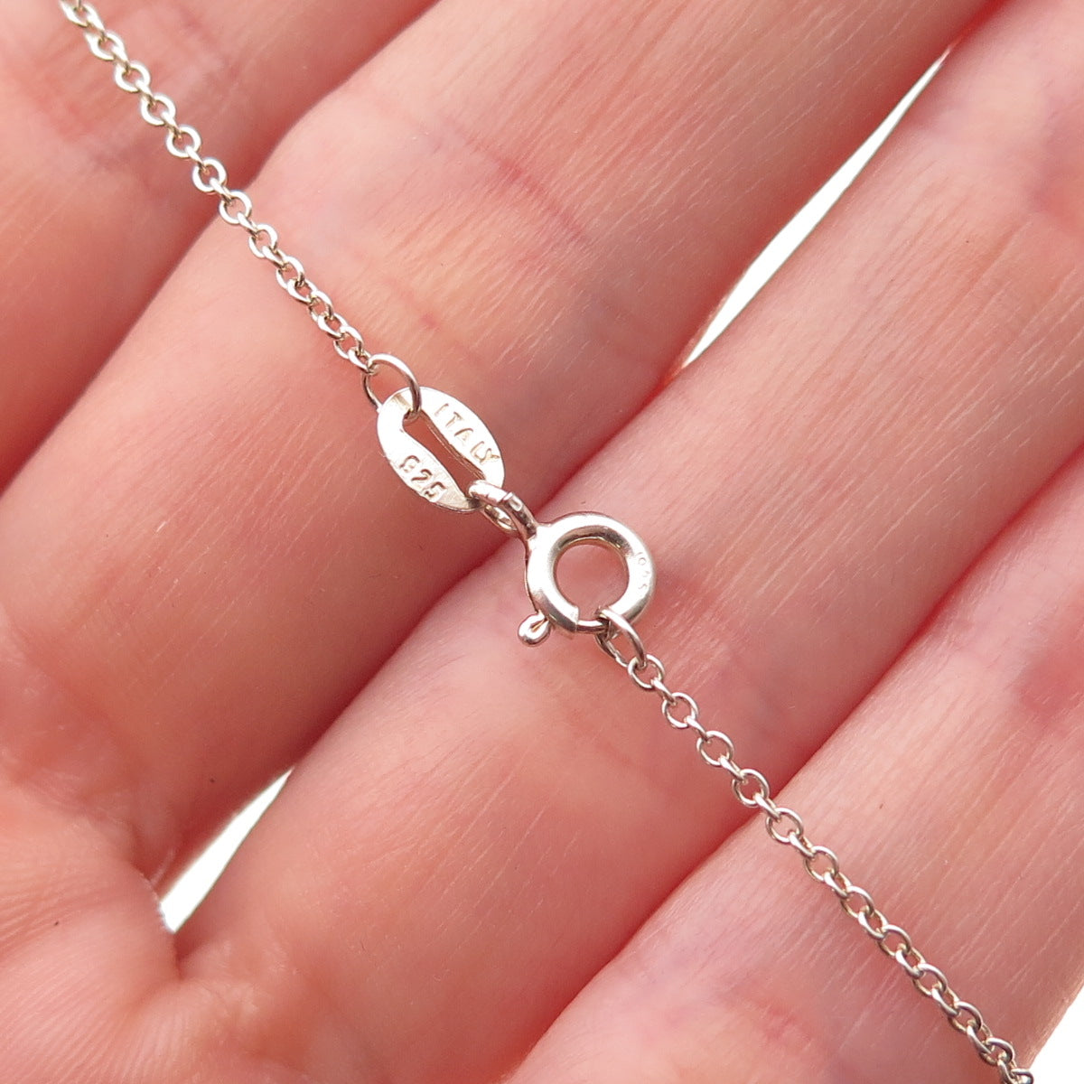 925 Sterling Silver Round-Cut C Z Heart Cable Chain Necklace 18"