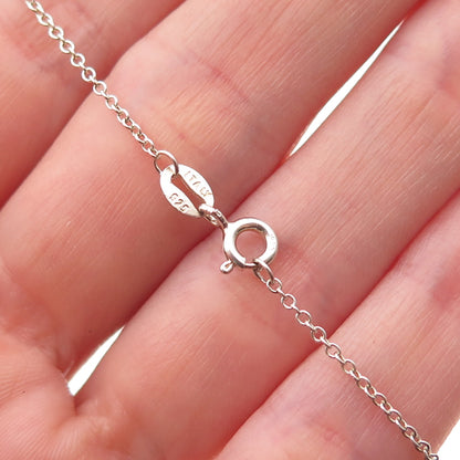 925 Sterling Silver Round-Cut C Z Heart Cable Chain Necklace 18"