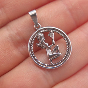 925 Sterling Silver Vintage Italy Virgo Zodiac Sign Mini Charm Pendant