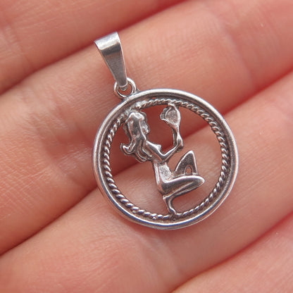 925 Sterling Silver Vintage Italy Virgo Zodiac Sign Mini Charm Pendant