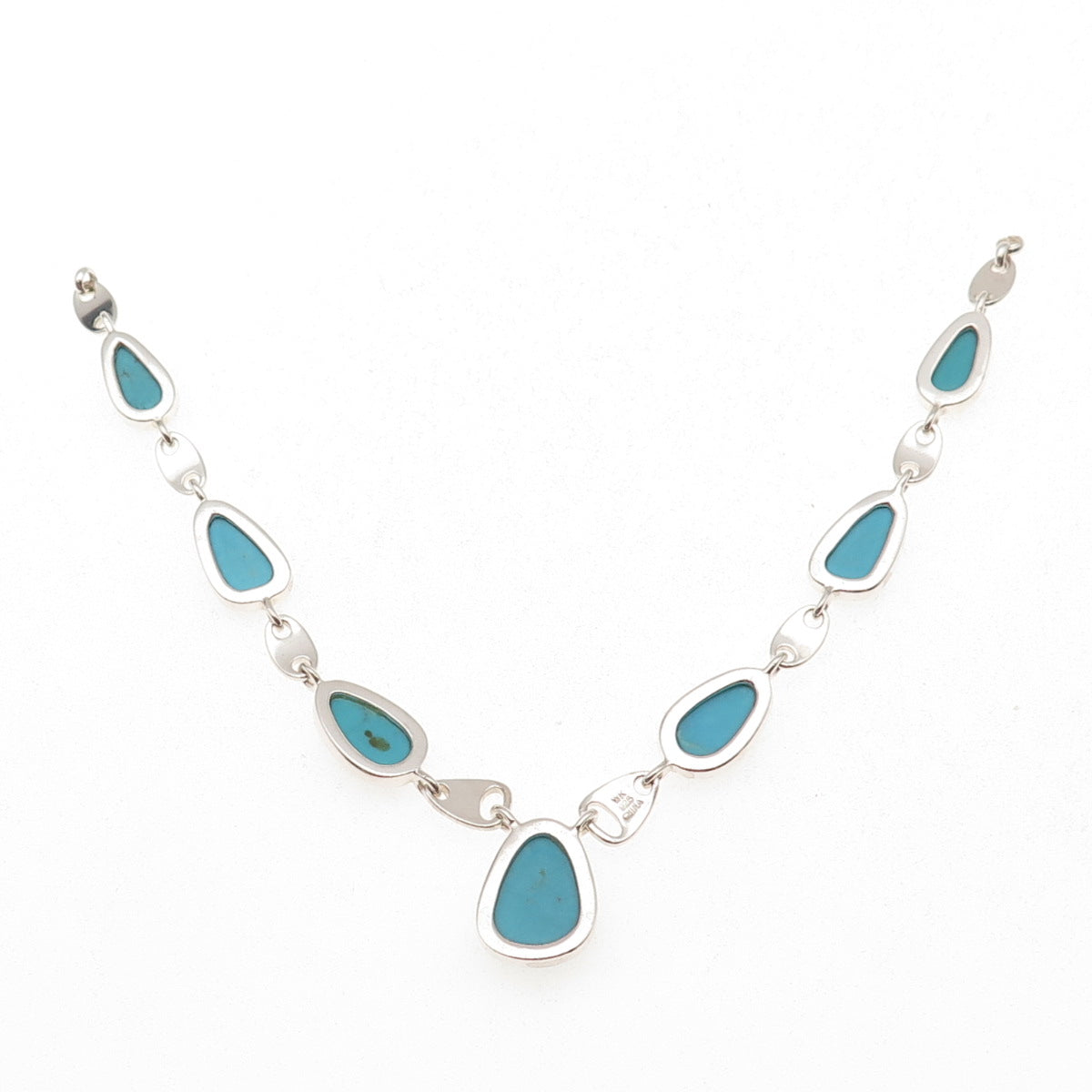 Whitney Kelly Sterling Silver Vintage Real Turquoise Centerpiece Necklace Part