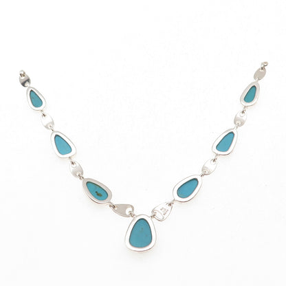 Whitney Kelly Sterling Silver Vintage Real Turquoise Centerpiece Necklace Part