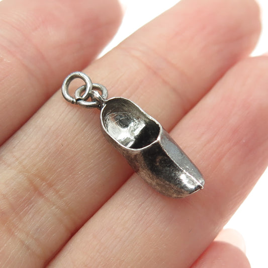 835 Silver Vintage Netherlands Dutch Clog Shoe 3D Charm Pendant