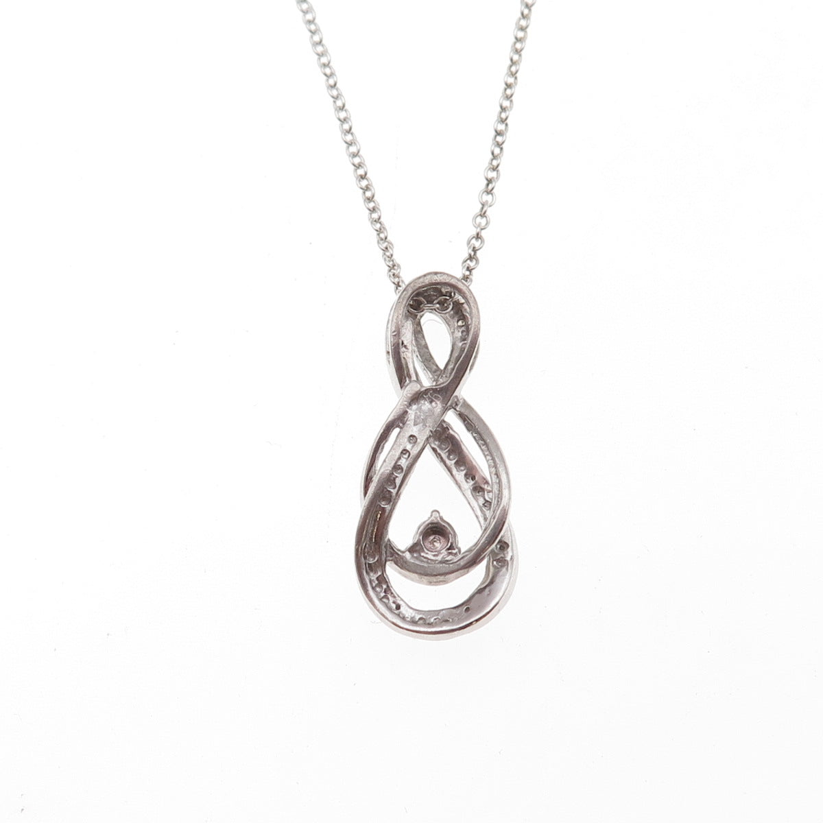925 Sterling Silver Real Round-Cut Diamond Infinity Cable Chain Necklace 18"