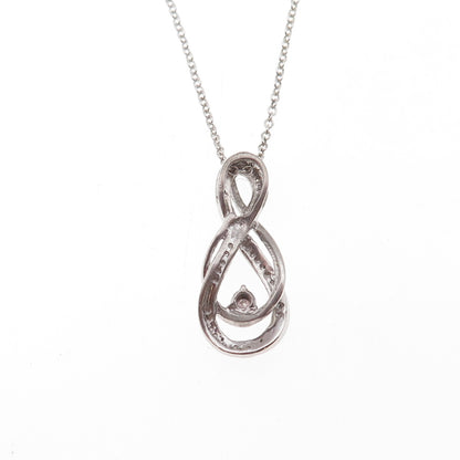 925 Sterling Silver Real Round-Cut Diamond Infinity Cable Chain Necklace 18"
