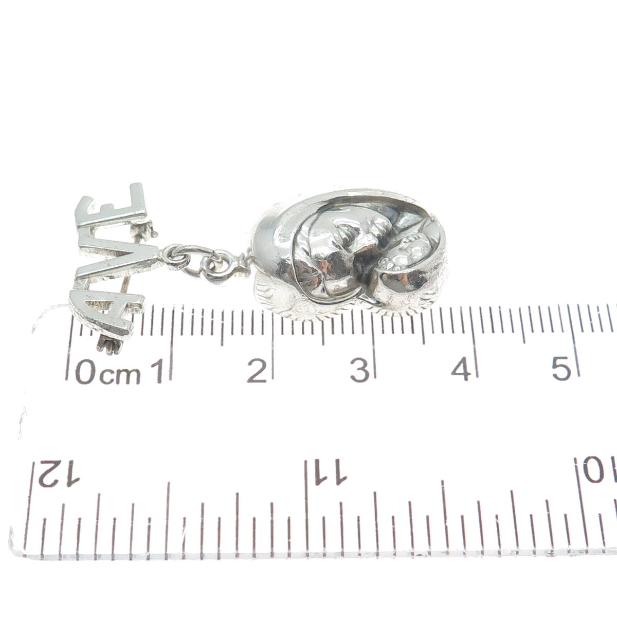 CREED 925 Sterling Silver Vintage Ave St. Mary & Baby Jesus Dangle Pin Brooch