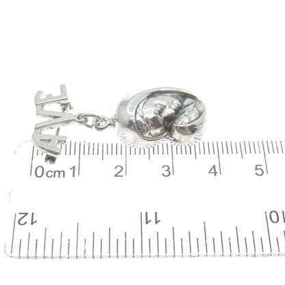 CREED 925 Sterling Silver Vintage Ave St. Mary & Baby Jesus Dangle Pin Brooch