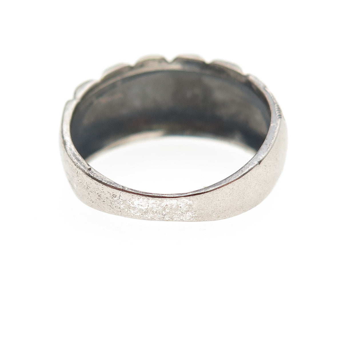 925 Sterling Silver Vintage Italy Modernist Oxidized Ring Size 5.25