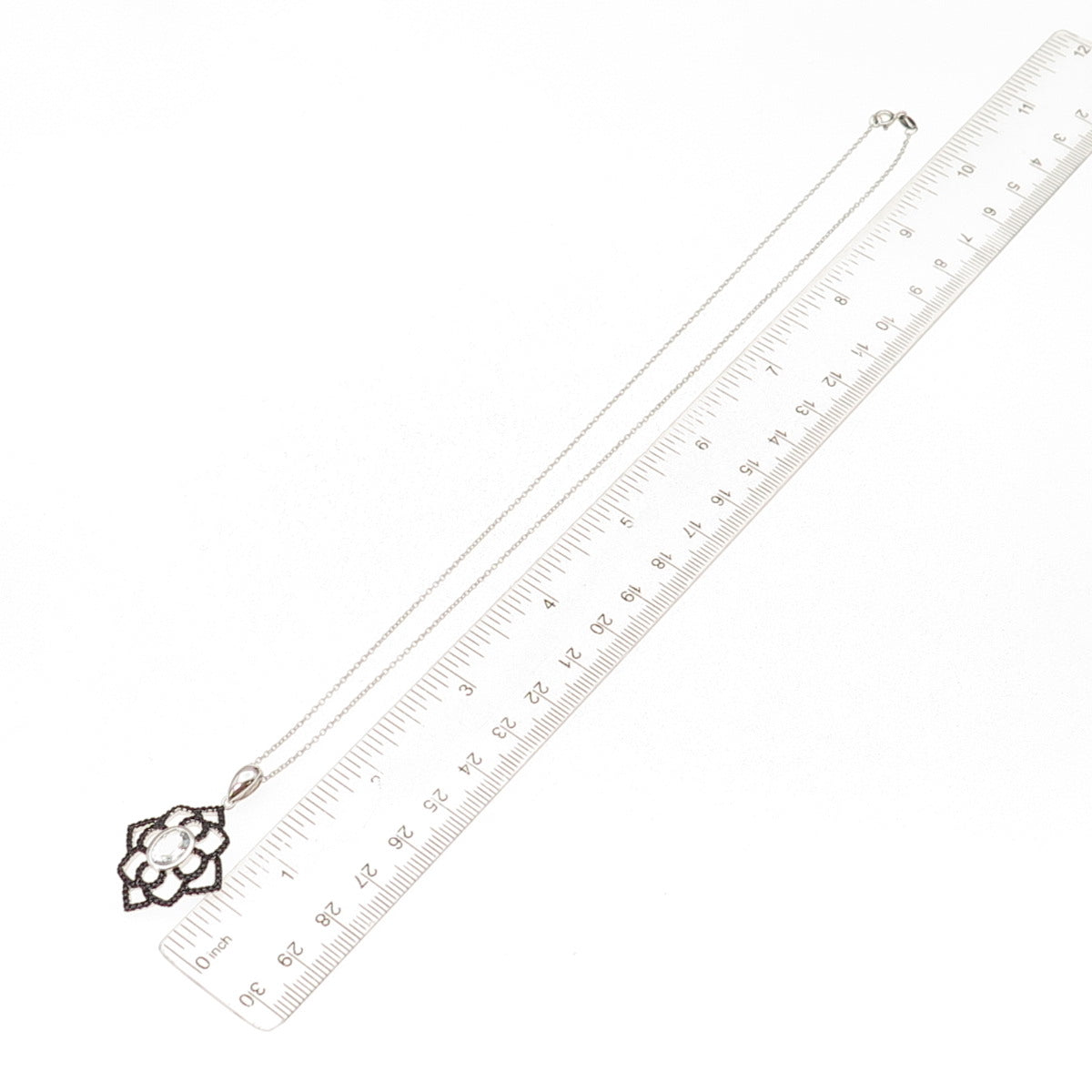 925 Sterling Silver Real Aquamarine Black Spinel Floral Cable Chain Necklace 18"