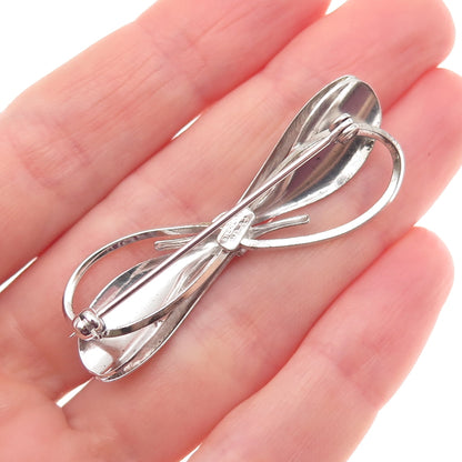 CARL ART 925 Sterling Silver Vintage Modernist Floral Bow Pin Brooch