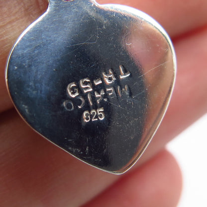 925 Sterling Silver Vintage Mexico Bow & Heart Pin Brooch