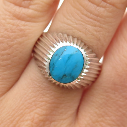 Old Pawn 925 Sterling Silver Vintage Southwestern Turquoise Tribal Ring Size 9