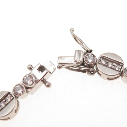 Michael Valitutti Gems En Vogue 925 Sterling Round-Cut C Z Disc Link Bracelet 8"