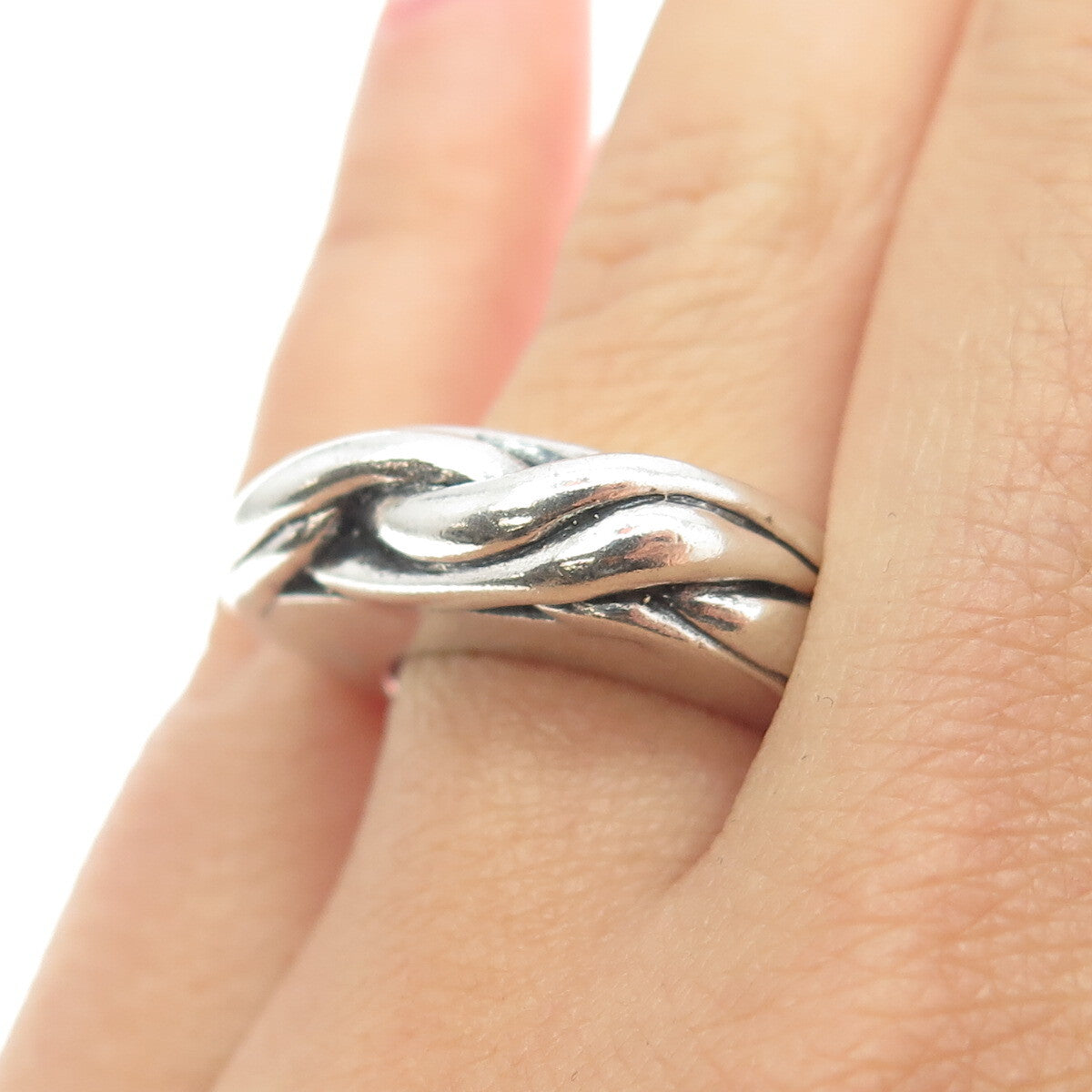 925 Sterling Silver Vintage Viking Twisted Ring Size 7