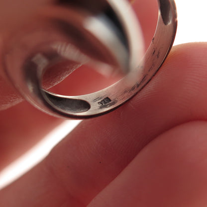 925 Sterling Silver Vintage Modernist Bypass Oxidized Ring Size 4.75