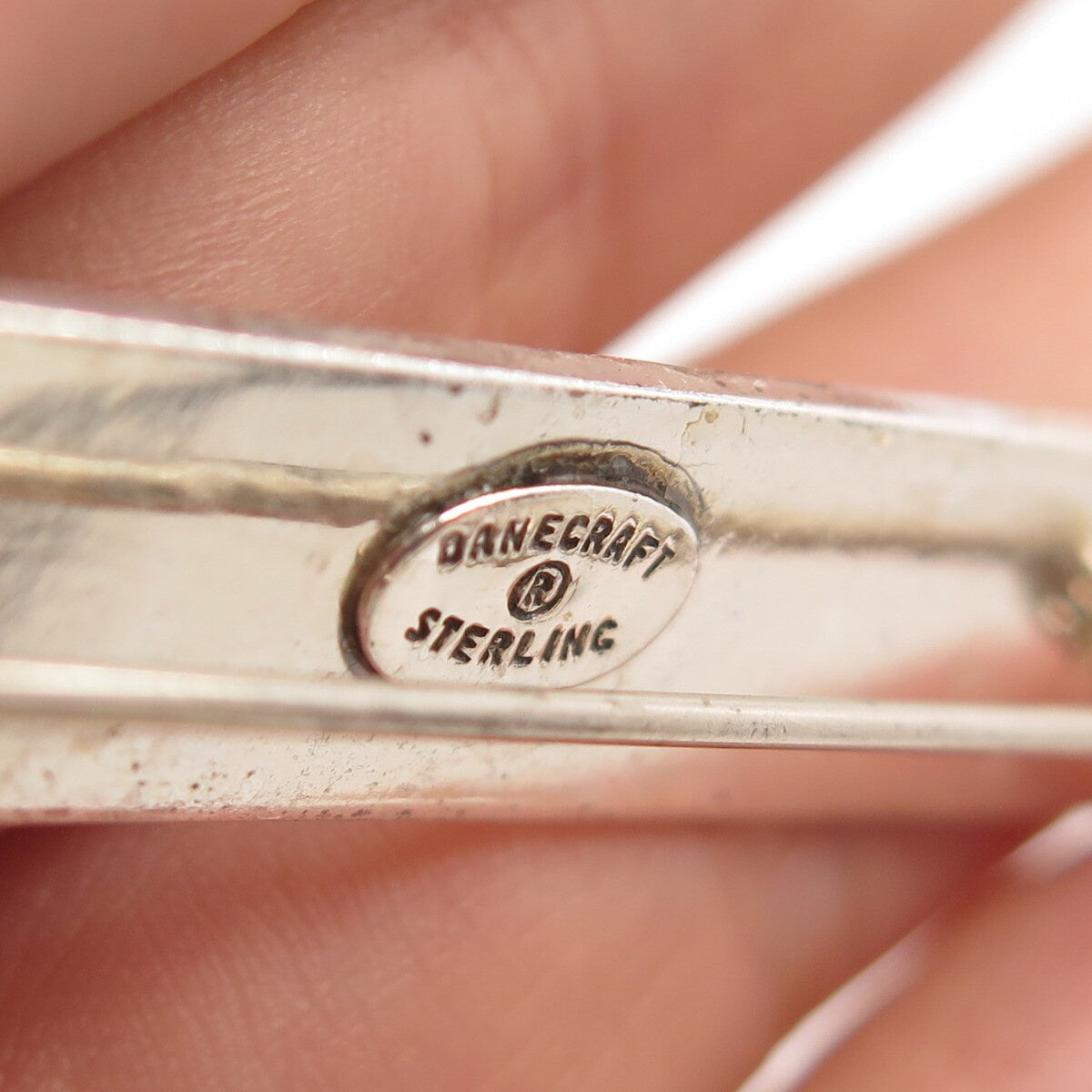 925 Sterling Silver Vintage Danecraft Textured Bar Pin Brooch