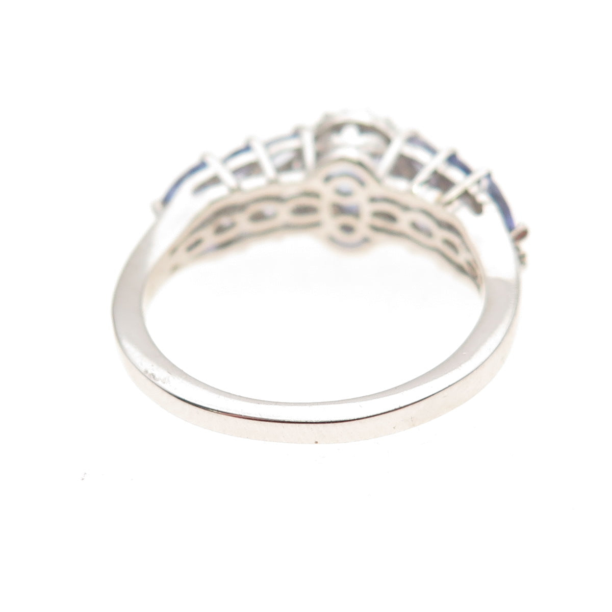 Chuck Clemency 925 Sterling Silver Real Tanzanite & White Topaz Ring Size 8