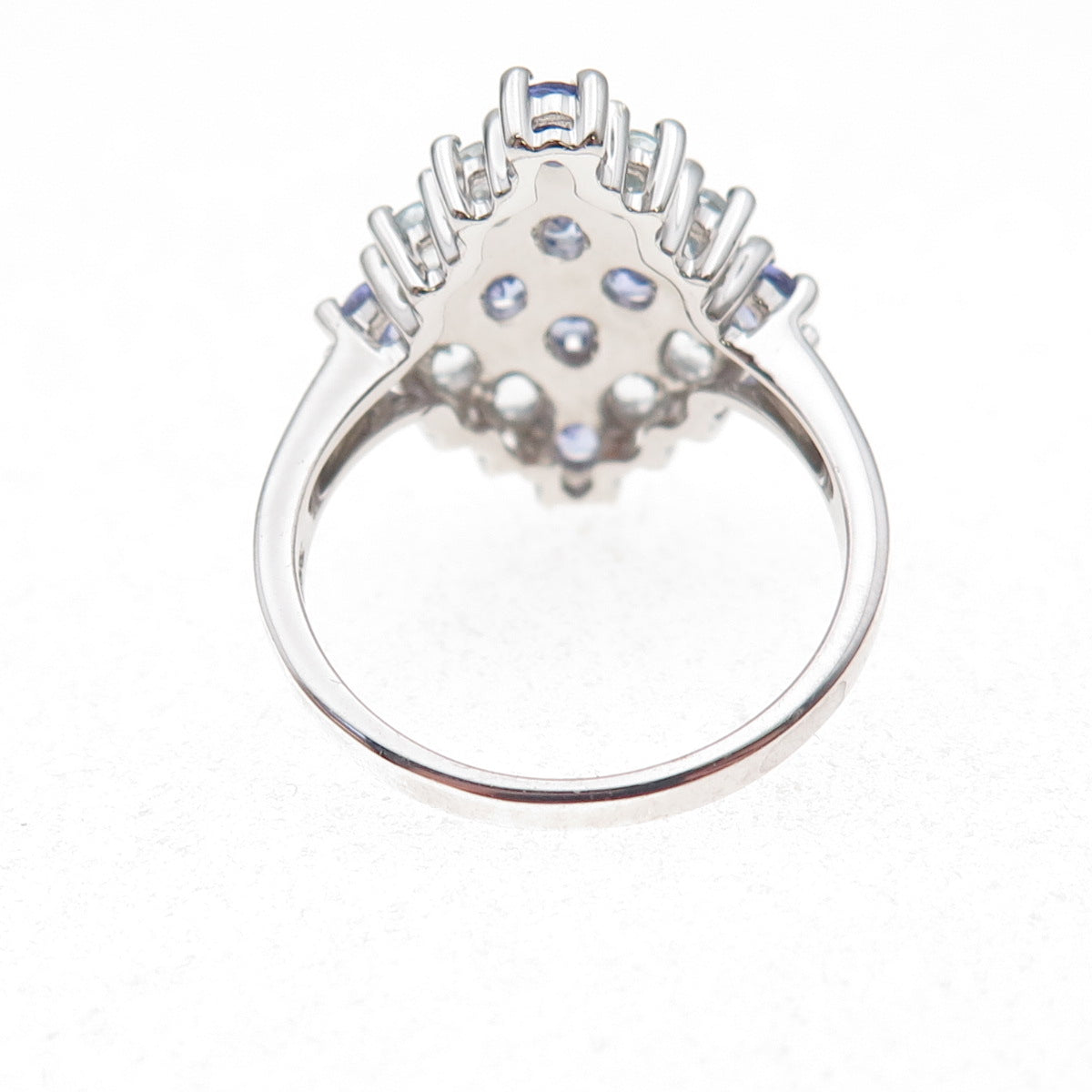 925 Sterling Silver Real Tanzanite & Blue Topaz Cluster Ring Size 8
