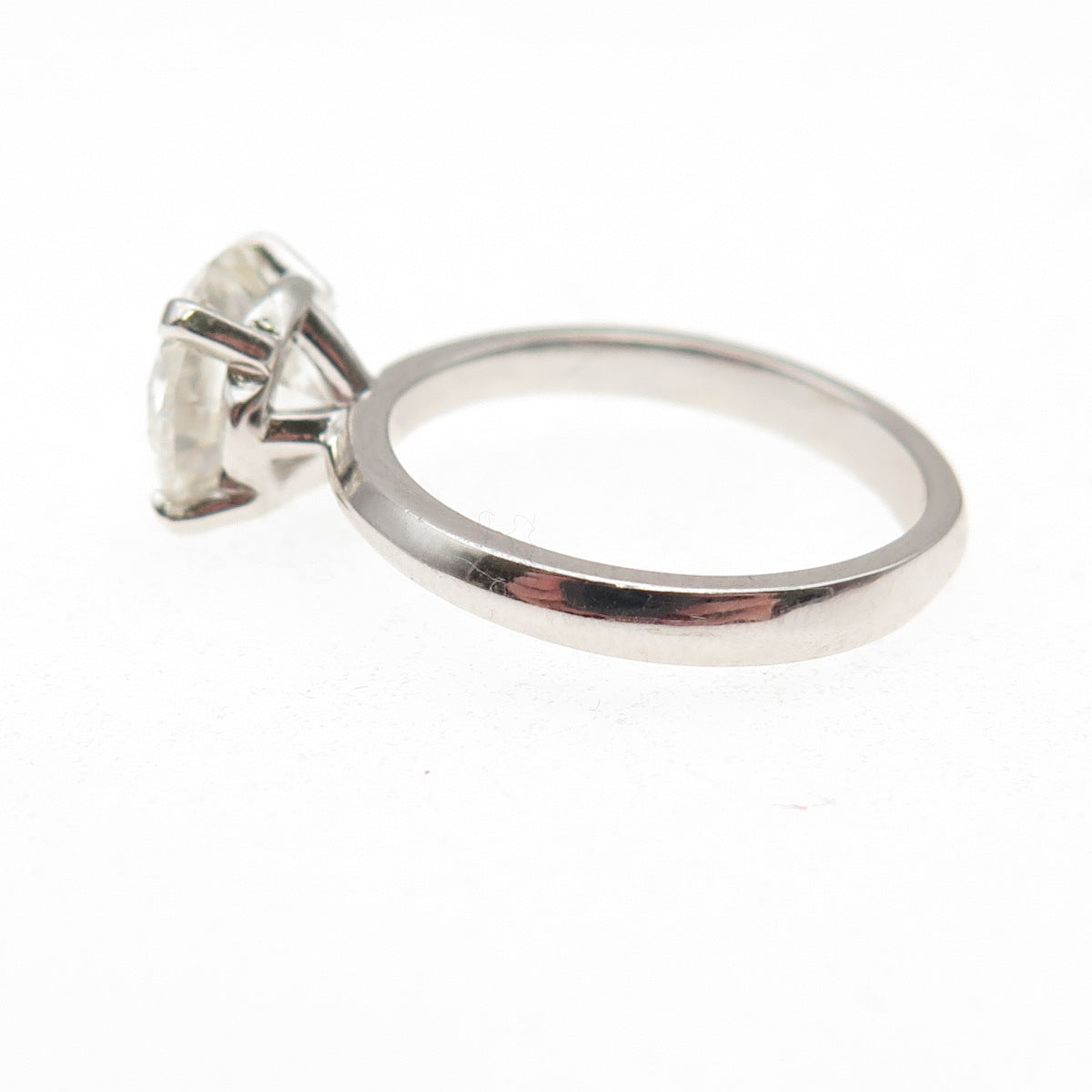 925 Sterling Silver Real Round-Cut Moissanite Engagement Ring Size 6