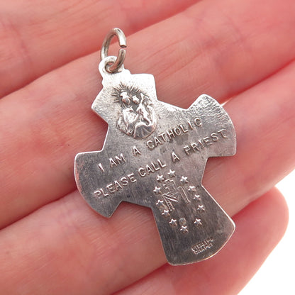 Chapel 925 Sterling Silver Antique Art Deco 4-Way Cross Oxidized Charm Pendant