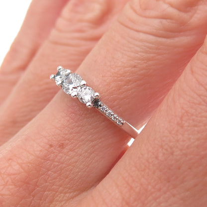 Pandora 925 Sterling Silver Round-Cut C Z Engagement Ring Size 7.5