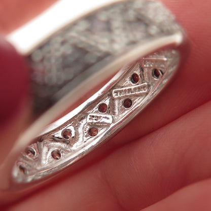 925 Sterling Silver Round-Cut C Z Zig Zag Band Ring Size 10