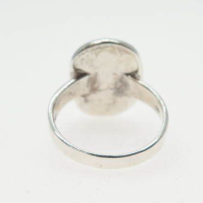 925 Sterling Silver Vintage Runic Symbol Oxidized Ring Size 7.5