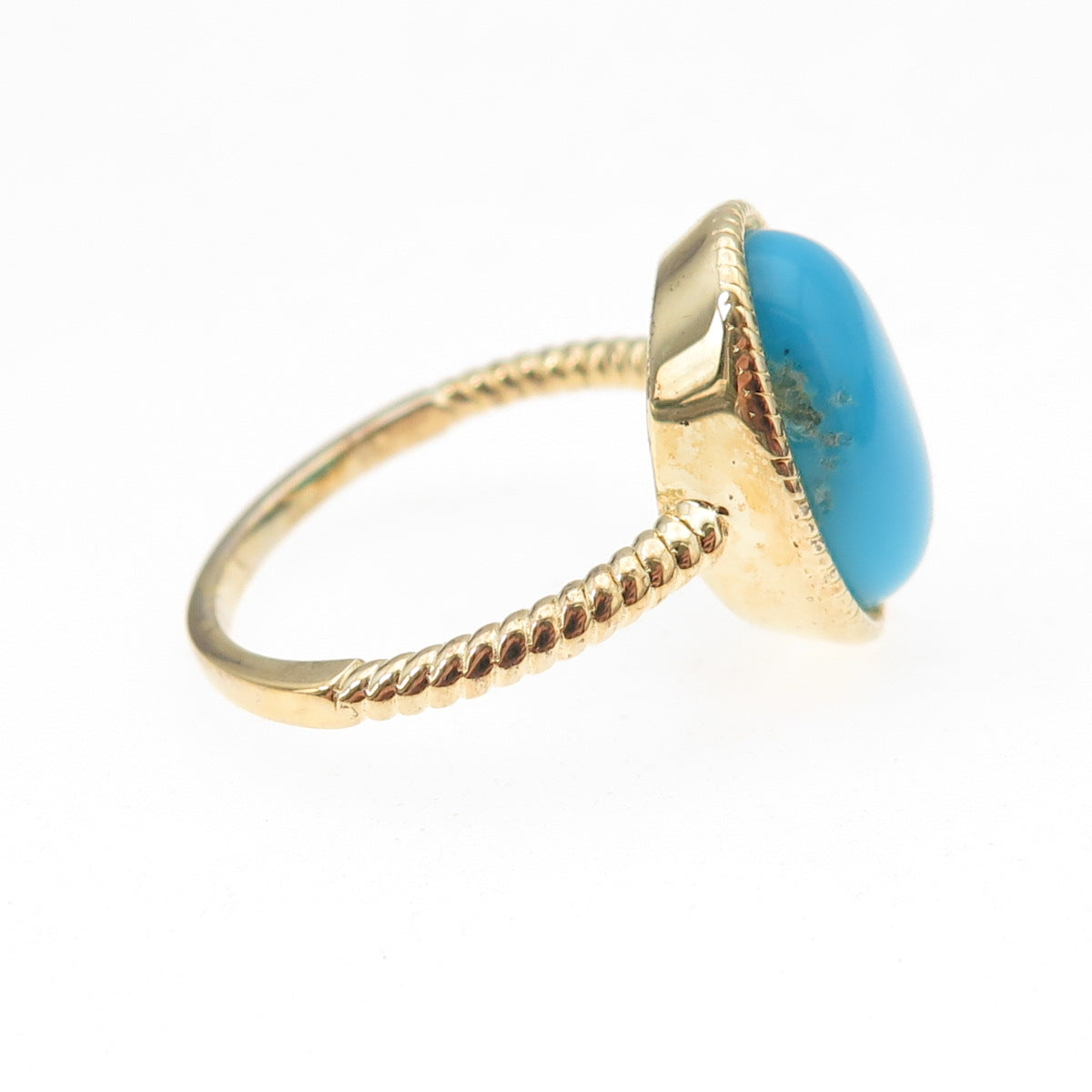Tehya Oyama 925 Sterling Silver Gold Plated Real Turquoise Ring Size 8