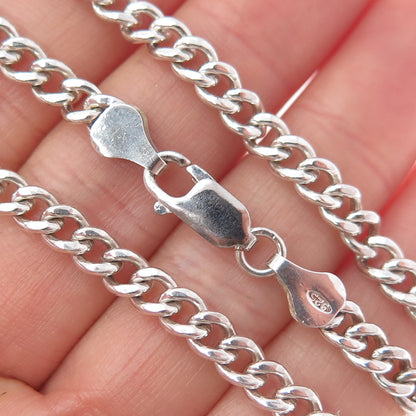 925 Sterling Silver Vintage Italy Curb Chain Necklace 24"