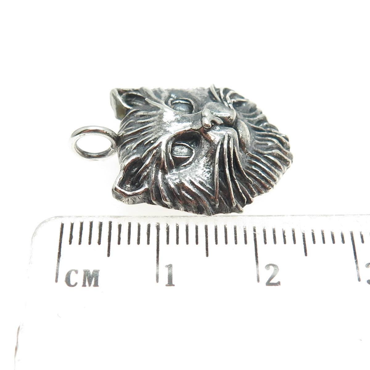 925 Sterling Silver Vintage Persian Cat Oxidized Charm Pendant