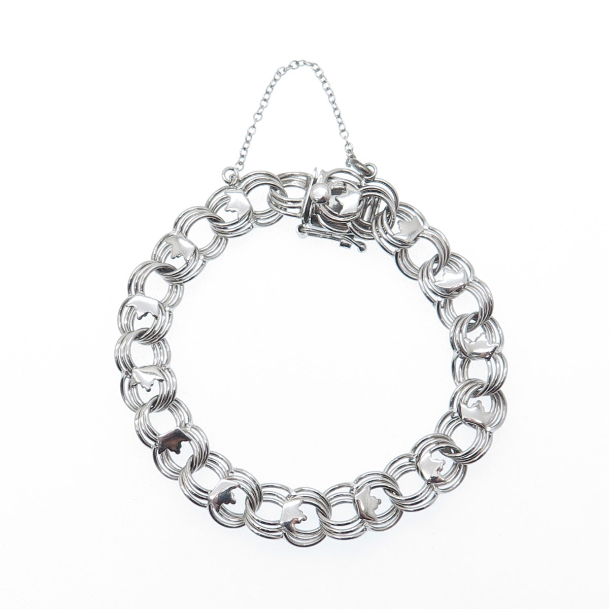 AMERICAN 925 Sterling Silver Antique Art Deco Bismark Link Bracelet 7"