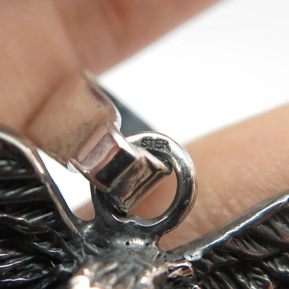 925 Sterling Silver Vintage Hawk Bird Pendant