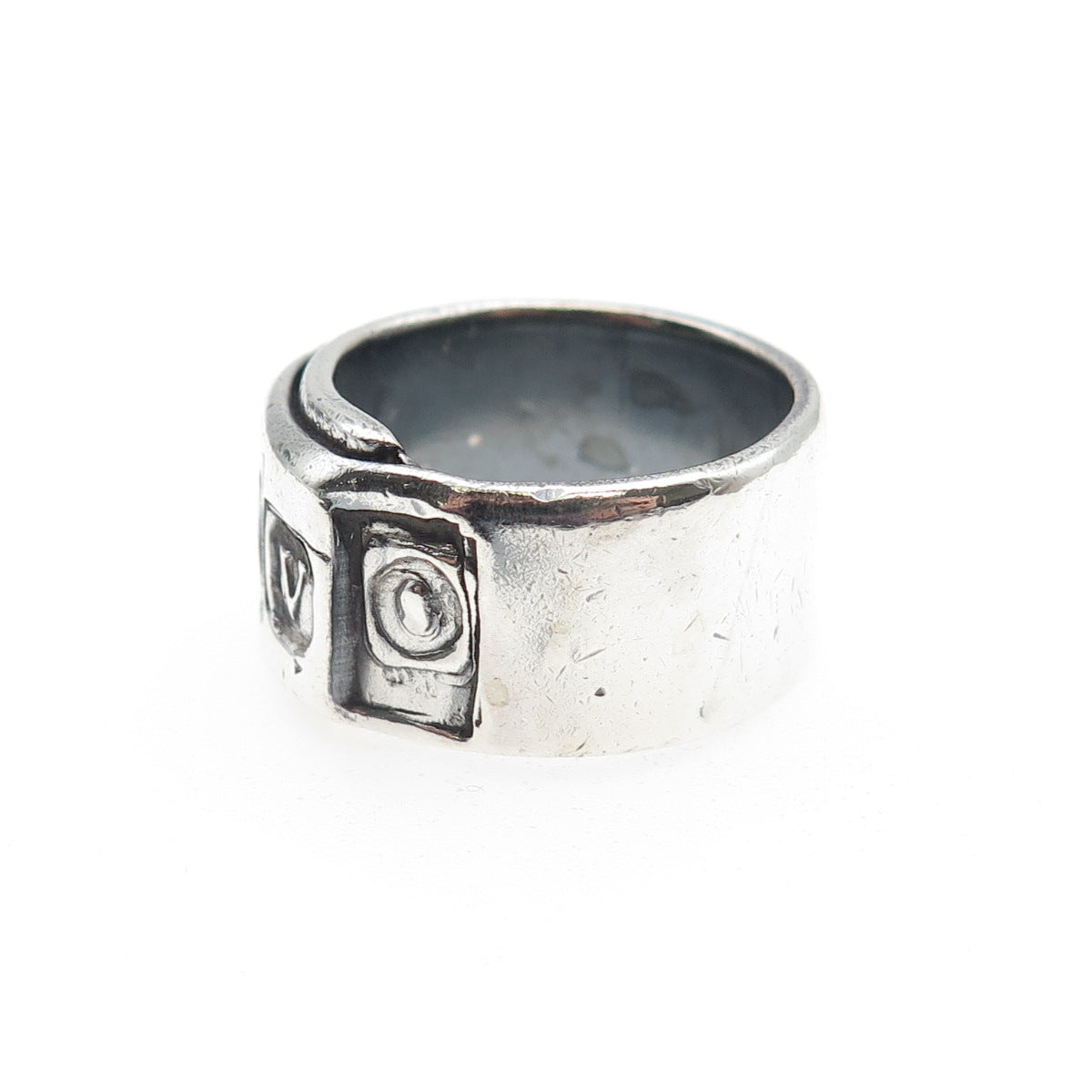 925 Sterling Silver Vintage Modernist Schiavo Oxidized Band Ring Size 8