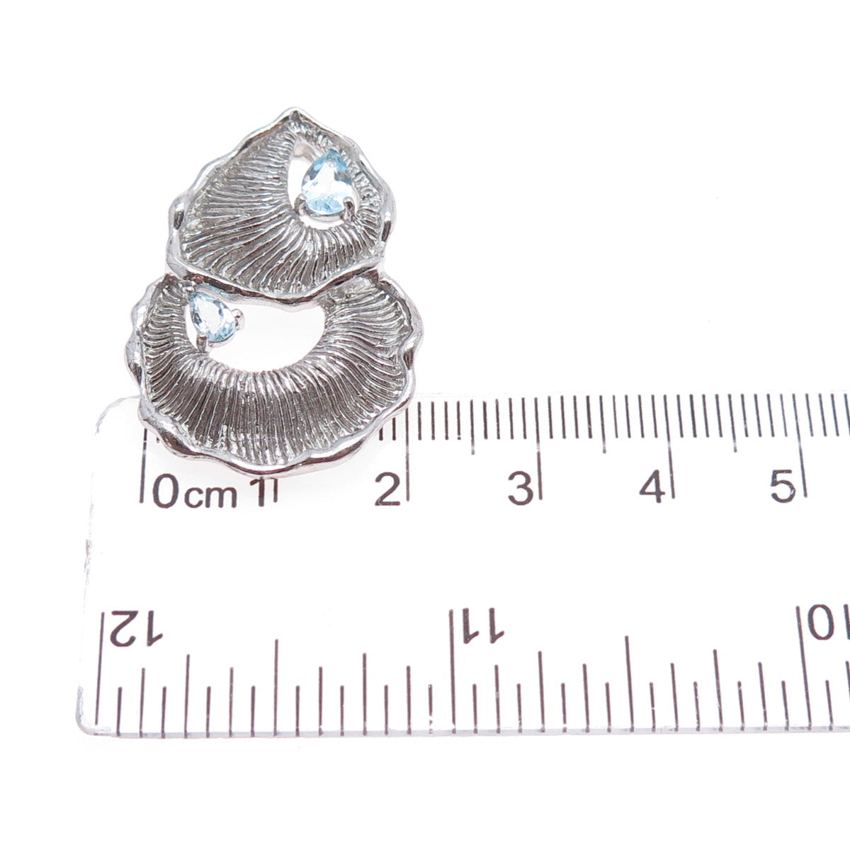 925 Sterling Silver Vintage Real Blue Topaz Modernist Slide Pendant