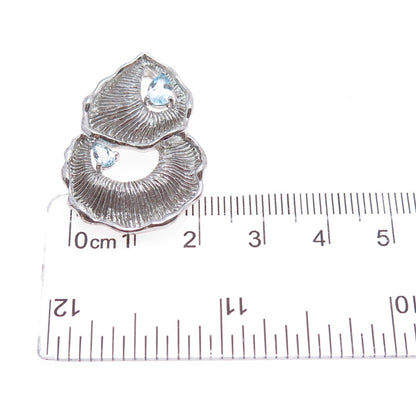 925 Sterling Silver Vintage Real Blue Topaz Modernist Slide Pendant