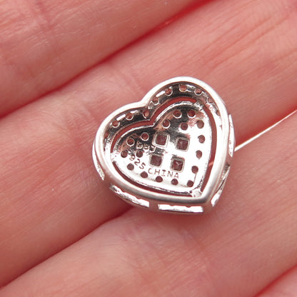 DEE BERKLE 925 Sterling Silver Round & Princess-Cut C Z Heart Mini Slide Pendant